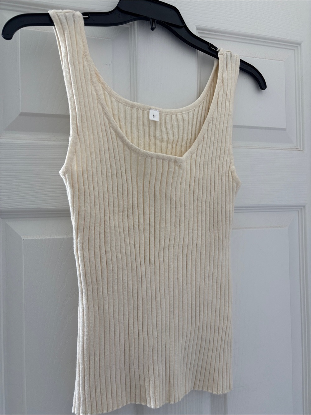 Cream Ribbed Tank Top - M - Picture 2 of 4
